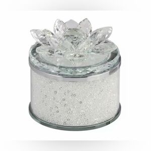 Sagebrook Home Clear Sparkle Metal & Glass Storage Container NWOT